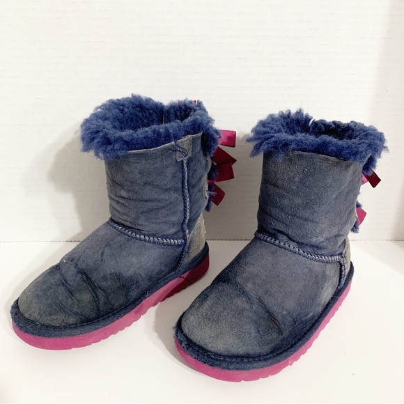 UGG Bailey Bow II 3280 Suede Leather Bow Short Shearling Lined Winter Snow Boots - Picture 1 of 10